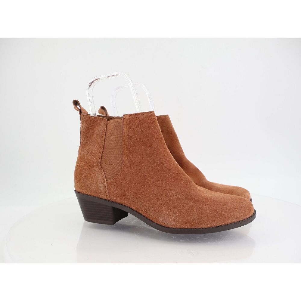 Vionic Roseland Bootie Womens Size 11 Brown Suede Leather Block Heel Boot